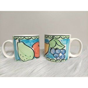 VTG Lot of 2 Sango Coffee Cup Mugs Orchard Retro